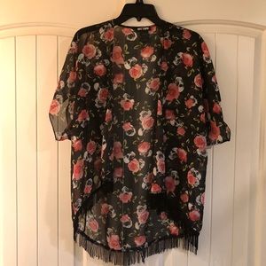 Roses & Skulls Sheer Kimono.. medium